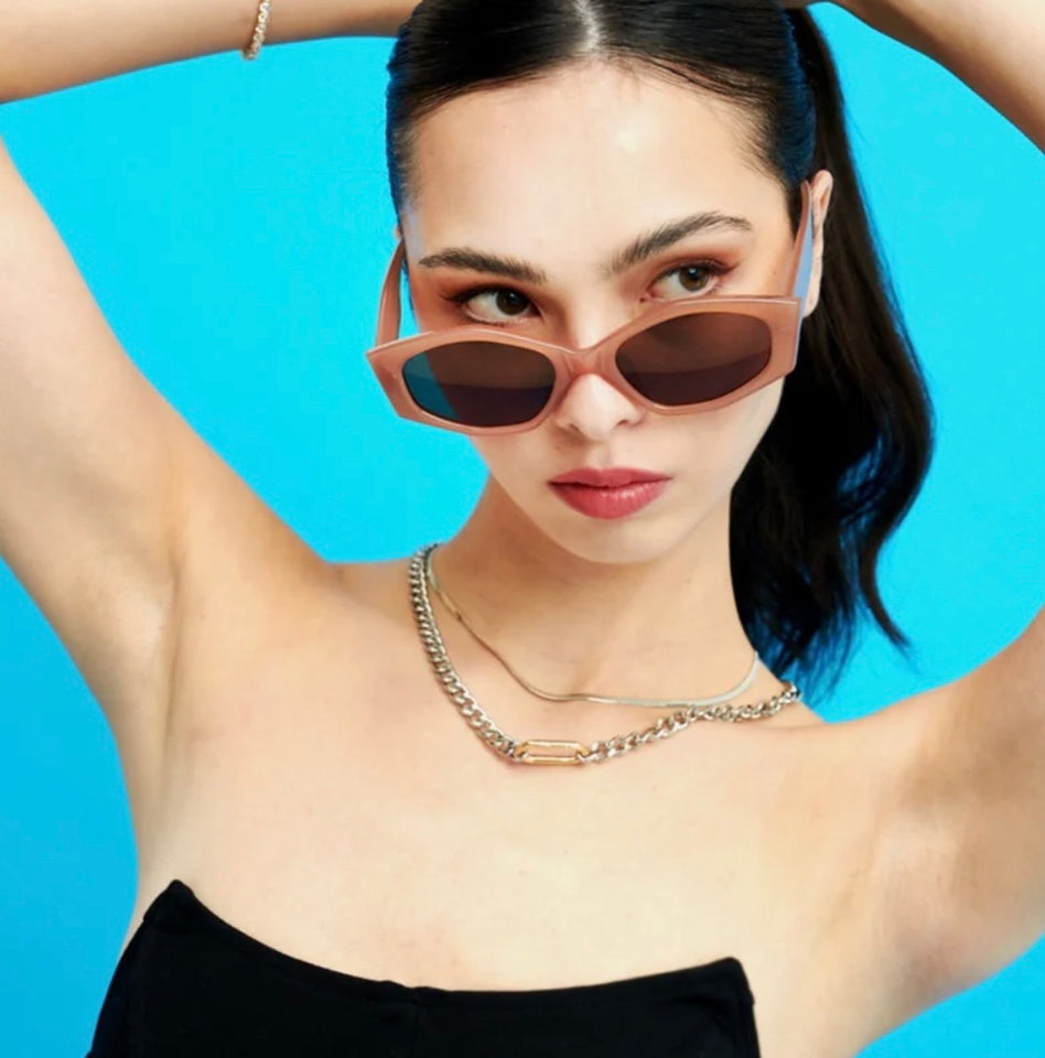 Simone Angular Sunglasses latte