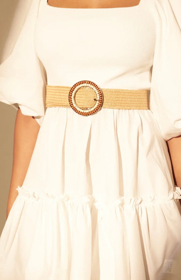 Raffia wood bead belt