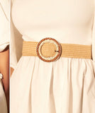 Raffia wood bead belt