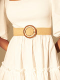 Raffia wood bead belt